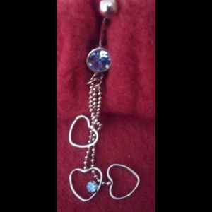Belly Ring Hearts Dangle Cz Ble